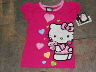 NWT Cupcake Heart Hello Kitty Pink Shirt top 4 5 6 6X  