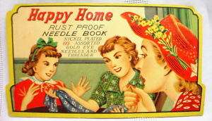 Vintage Happy Home NEEDLE BOOK Sewing ADVERTISING  