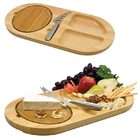 Picnic Time Oval Serving Tray with 2 Moats Cheese Knife and Removable 
