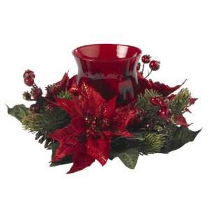  NearlyNatural Poinsettia & Berry Candelabrum