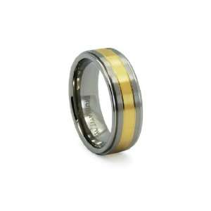  Titanium Ring with Gold Plating High Polish 8mm Jewelry