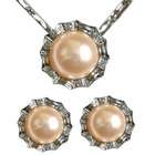 Dahlia Crystal Circlet Silver Cultured Pearl Necklace & Earrings Set 