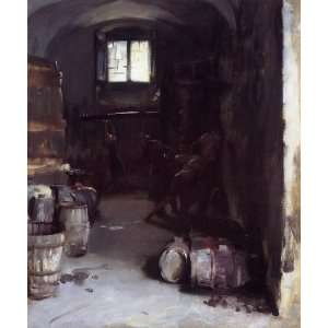 Oil Painting Pressing the Grapes Florentine Wine Cellar 