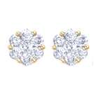 Allurez Diamond Cluster Bezel Stud Flower Earrings in 14k White Gold 