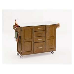 Home Styles Create a Cart Cottage Oak Cabinet with White Vinyl Top 52 