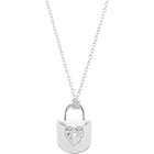   Sterling Silver 1/10 Cttw/ 18.00 Inch Diamond Heart Lock Necklace