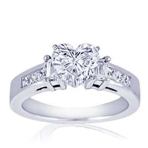  1.5 Ct Heart Shaped 3 Stone Diamond Engagement Ring 14K 
