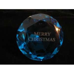  Baby Blue Glass Diamond Shaped Paperweight 4 Inches 