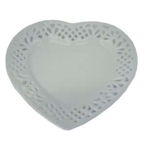 Ceramic Plate. Heart Shaped. Clear Face. Heart and Diamond Shaped Cut 