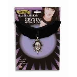 Velvet Choker W Crystal Medallion