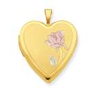 goldia 14k Gold 20mm Enamel Rose Heart Locket