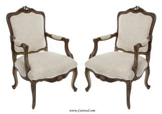   of French Carved Louis XV Accent Living Room Arm Chairs made in Italy