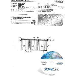  NEW Patent CD for CONTAINER AND CLOSURE THEREFOR 