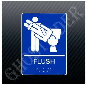  Flush Toilet Restroom Bathroom Funny Sign Sticker 