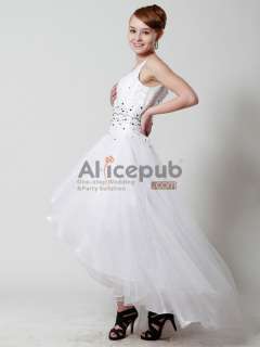 New White Hi Lo V Neck Prom Gown Evening Dresses US 8  