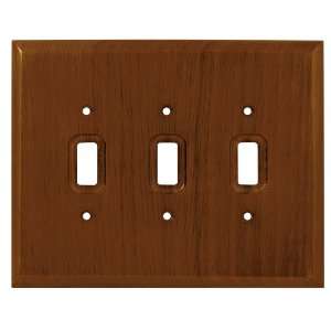  BRAINERD 126428 Wood Square Triple Switch Wall Plate, Dark 