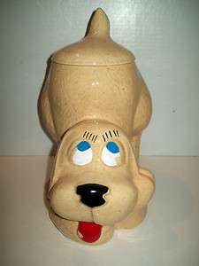 1970s McCOY POTTERY THINKING PUPPY COOKIE JAR, RARE #272 BEIGE  