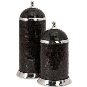   Canisters Set Of 2, SET OF 2, BLACK SILVER 