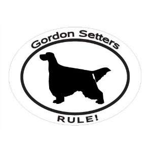  Oval Decal with dog silhouette and statement GORDON SETTERS 