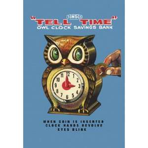  Tell Time Owl Clock 20X30 Paper with Black Frame