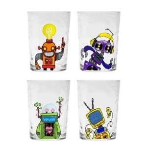 Space Robot Childrens Drinking Glasses / Kids Tumblers, Set of 4   7 