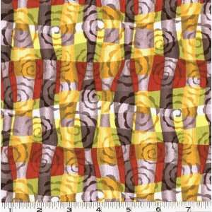 45 Wide Spiral Collection Wavey Yellow/Multi Fabric By The Yard