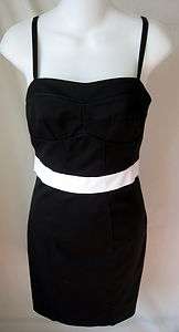 BLACK HALO NWT $375 Blk & Wht Tight Pencil Sheath Dress 6  
