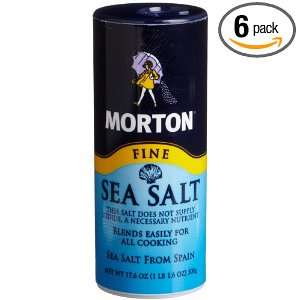 Morton Sea Salt Fine, 17.6 Ounce (Pack of 6)  Grocery 