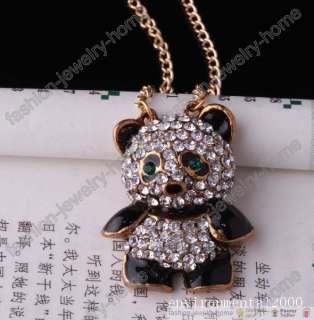 Fashion clear crystal panda necklace pendant  