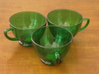 Anchor Hocking Forest Green Punch Cups Set of 3  