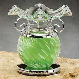  Green Spiral Decor Collectible Glass Oil Burner Warmer 