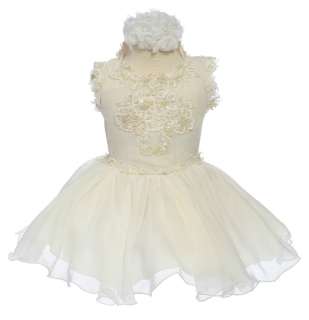 New Baby Toddler Girl National Pageant Picture Taking Ivory Dress 2 3 