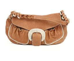 14212 auth ANYA HINDMARCH brown leather Shoulder Bag  
