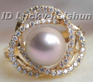 AAAA round champagne South Sea pearls Rings 14KT 16mm  