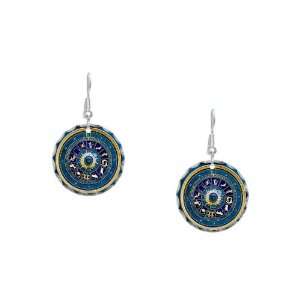    Earring Circle Charm Blue Marble Zodiac Artsmith Inc Jewelry