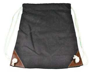 Black Canvas Drawstring Book Bag Backpack Cinch Sack 0044700092590 