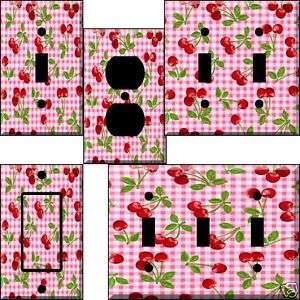 mb Gingham Cherry Light Switch Plate Cover switchplate  