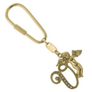 V Golden Angel Initial Key Ring Jewelry