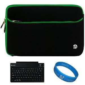 Green Trim Neoprene Sleeve Carrying Case Cover for Archos 101 G9 Turbo 