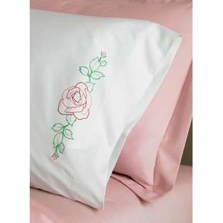   Stewart Pillow Cases Stamped Embroidery Kit Flowers 2/Pkg 