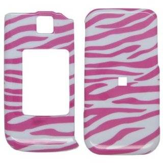 Hot Pink with White Zebra Strip Snap on Hard Skin Faceplate Cover Case 