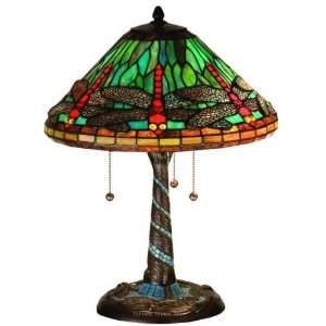  Green Mosaic Dragonfly Table Lamp 21 Inches H
