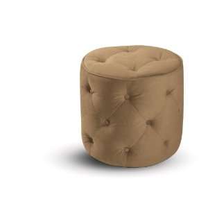  Avenue Six Curves Tufted Round Ottoman in Coffee Velvet 