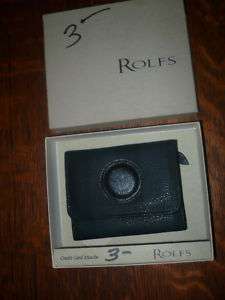 MINT ROLFS BLACK LEATHER CREDIT CARD ATTACHE WALLET  