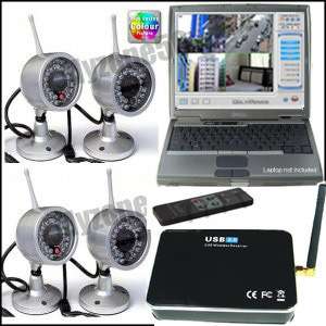 Wireless 4 Camera Kit Home Security CCTV USB DVR System  