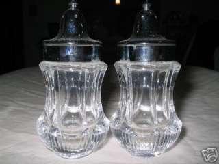 Fostoria glass crystal SALEM salt pepper shakers &lids  
