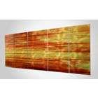      60x24in.   Large Fiery Abstract Striped Painting on Aluminum