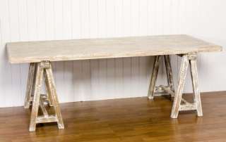 NEW WHITE WASH SOLID WOOD RUSTIC DINING TABLE SEATING 8  