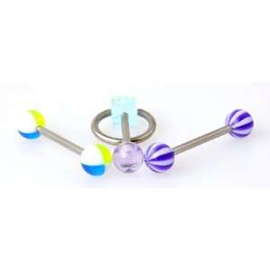  14g Surgical Steel Acrylic Tongue Rings Jewelry