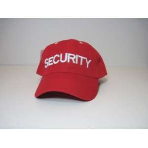   Security Baseball Hat Cap Red Adj. Velcro Back New 